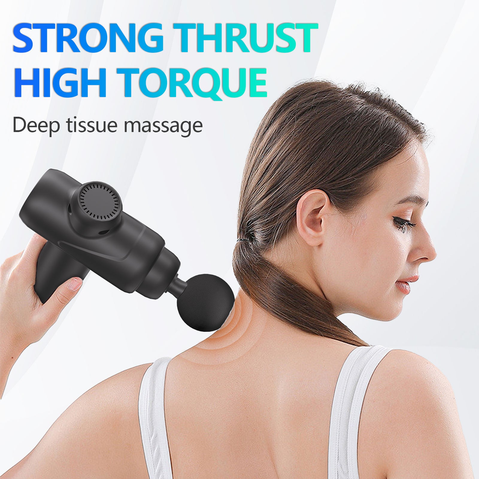 Phenitech Touch Screen Mini Gun Massage 4 Heads Rechargeable Long Battery Deep Tissues Muscle Relaxation With 30 Speed Level