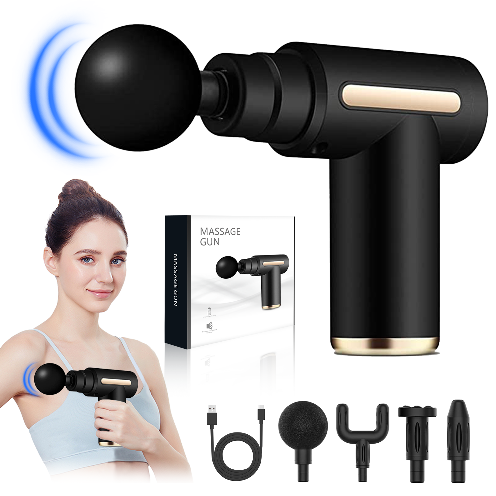 Phenitech Super Mini Gun Massage, Percussion Deep Tissues Muscle Massager With 6 Speed Travel Massage Gun for Office Relaxing